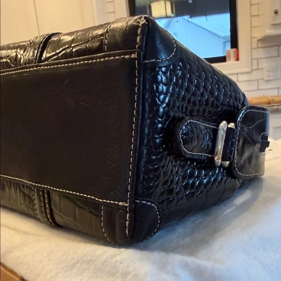 Authentic Brighton Ana Rosa Black Crocodile-Embossed Shoulder Bag - Picture 8 of 16